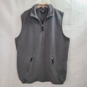 King Size Men's (L-Tall) Gray Fleece Full Zip Sleeveless Vest w/ Zipper Pockets
